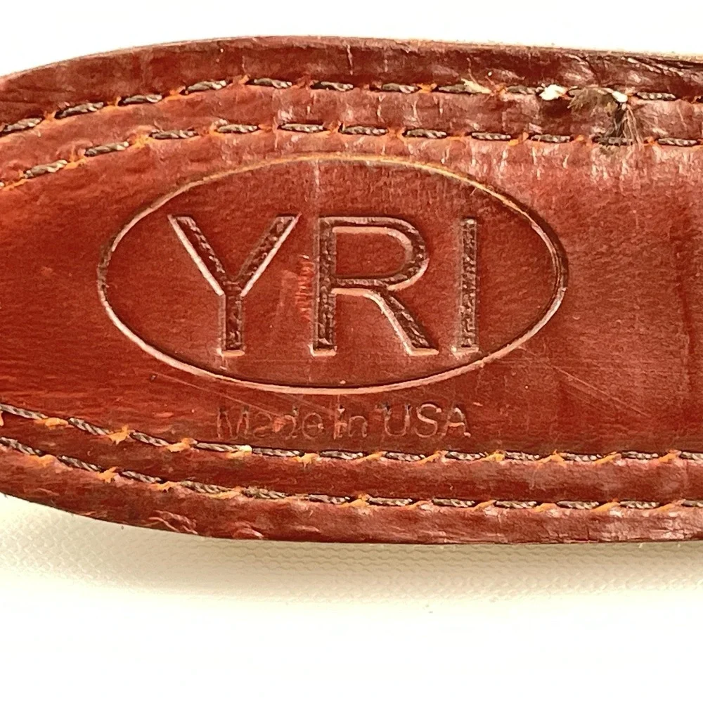 YRI Belt Mens Light Blue Horse Ribbon Canvas Leather Buckle Equestrian